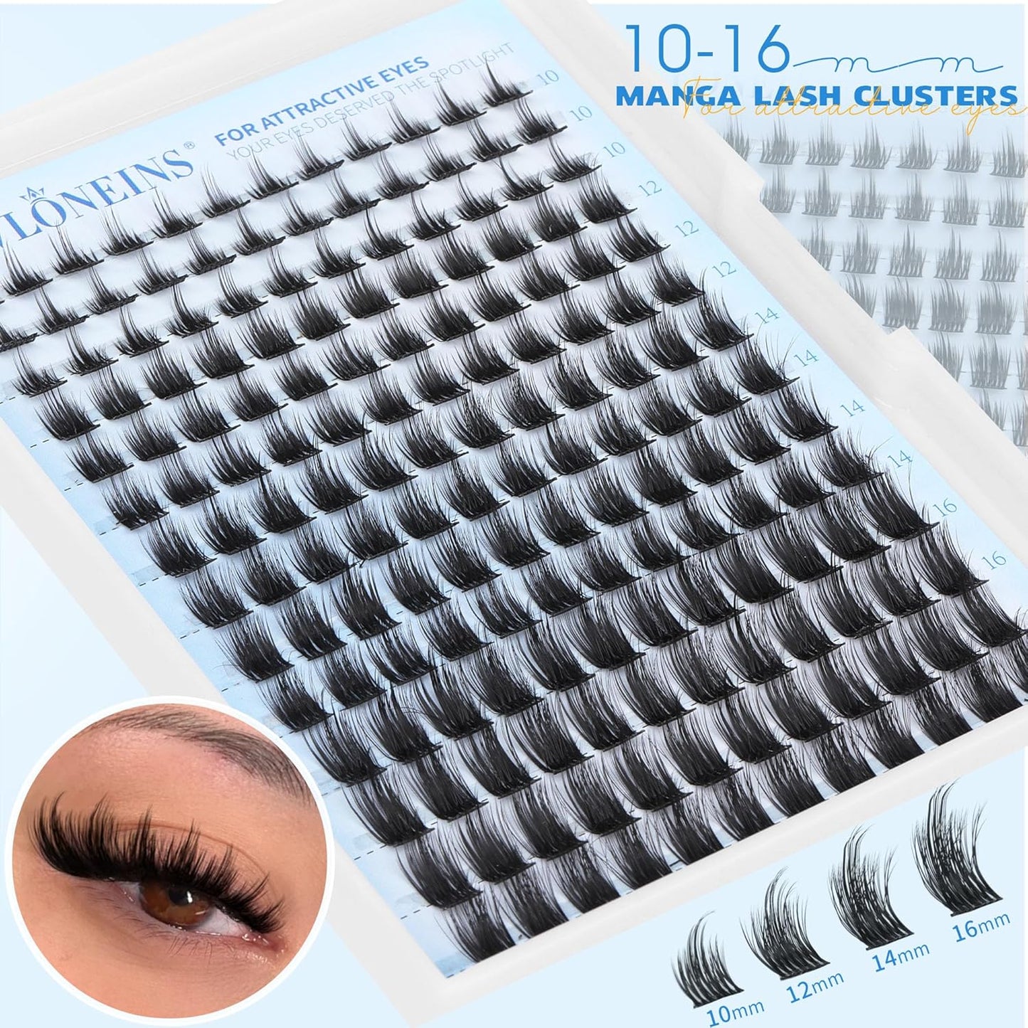 TNFVLONEINS Manga Lash Clusters Wispy Eyelash Clusters with Spikes Natural Individual Lashes Cluster DIY Anime Cluster Eyelash Extensions