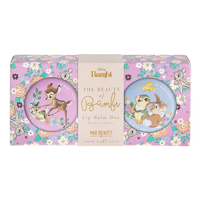Mad Beauty Disney Beauty of Bambi Lip Balm Duo | Cruelty-Free Cosmetics | Strawberry & Vanilla Scented | Skincare Gifts for Women, Adults, and Kids