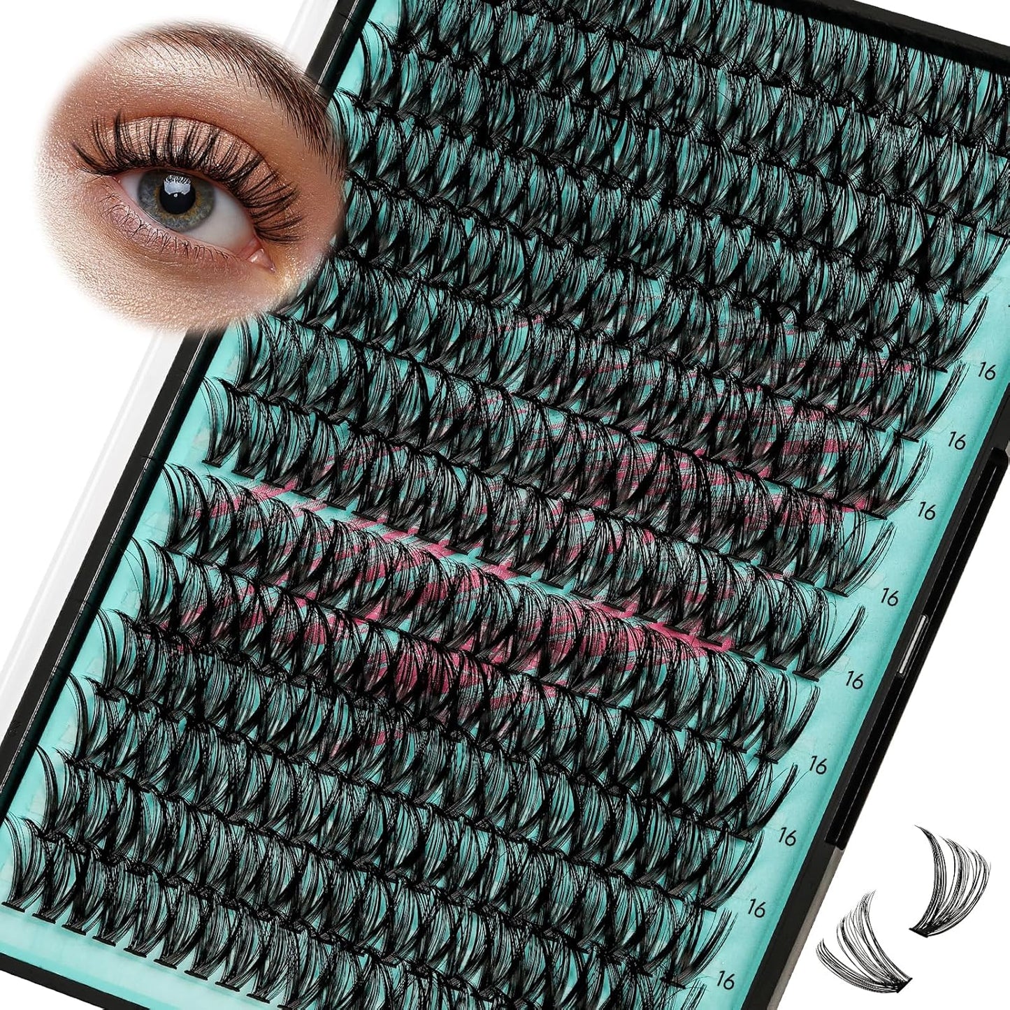 Lash Clusters Wispy 280PCS Eyelash Extension 40D Cluster Lashes Individual Lashes DIY Lash Extension Natural Look Cluster Eyelash Extensions Soft False Eyelashes at Home for Beginners(16mm)