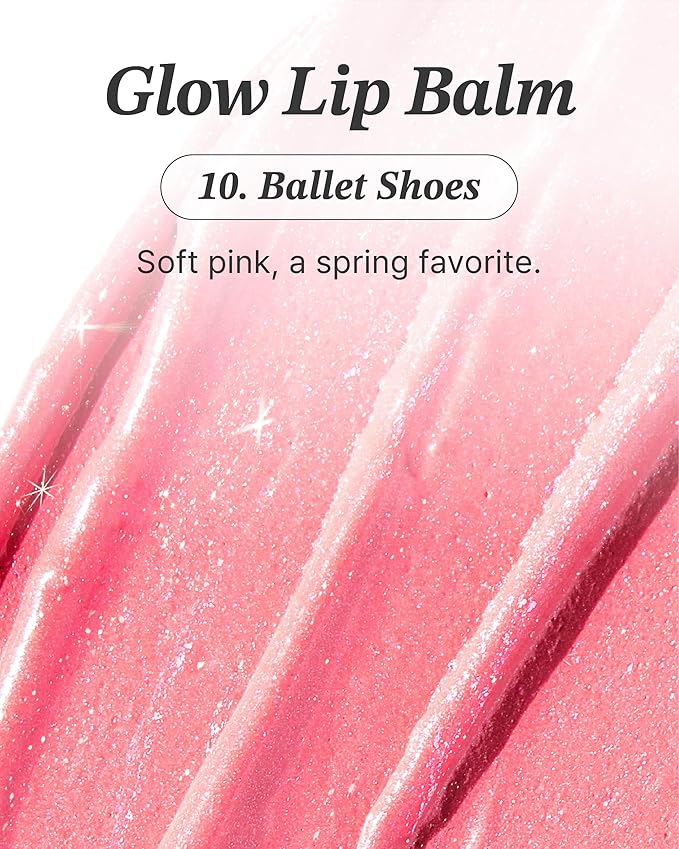 Glint Glow Lip Balm (Ballet Shoes, 0.1oz) - Moisturizing Stain Lipstick with Shine for Natural Lips, Tinted Treatment. Luxurious Korean Skin Care Makeup. Chapped, Dry, Cracked