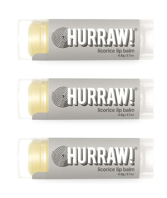 Hurraw! Licorice Lip Balm, 3 Pack: Organic, Certified Vegan, Cruelty and Gluten Free. Non-GMO, 100% Natural Ingredients. Bee, Shea, Soy and Palm Free. Made in USA