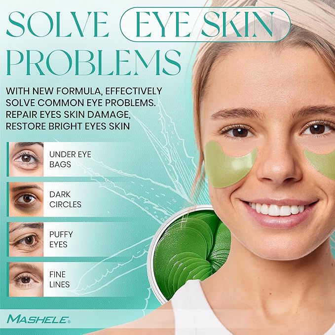 Korean 60pcs Aloe Vera Collagen Under Eye Gel Patches Mask, Treatment for Puffy Eyes, Dark Circles, Anti Wrinkle Pads, Moisturizing for Women and Men (60pcs patches aloe vera)