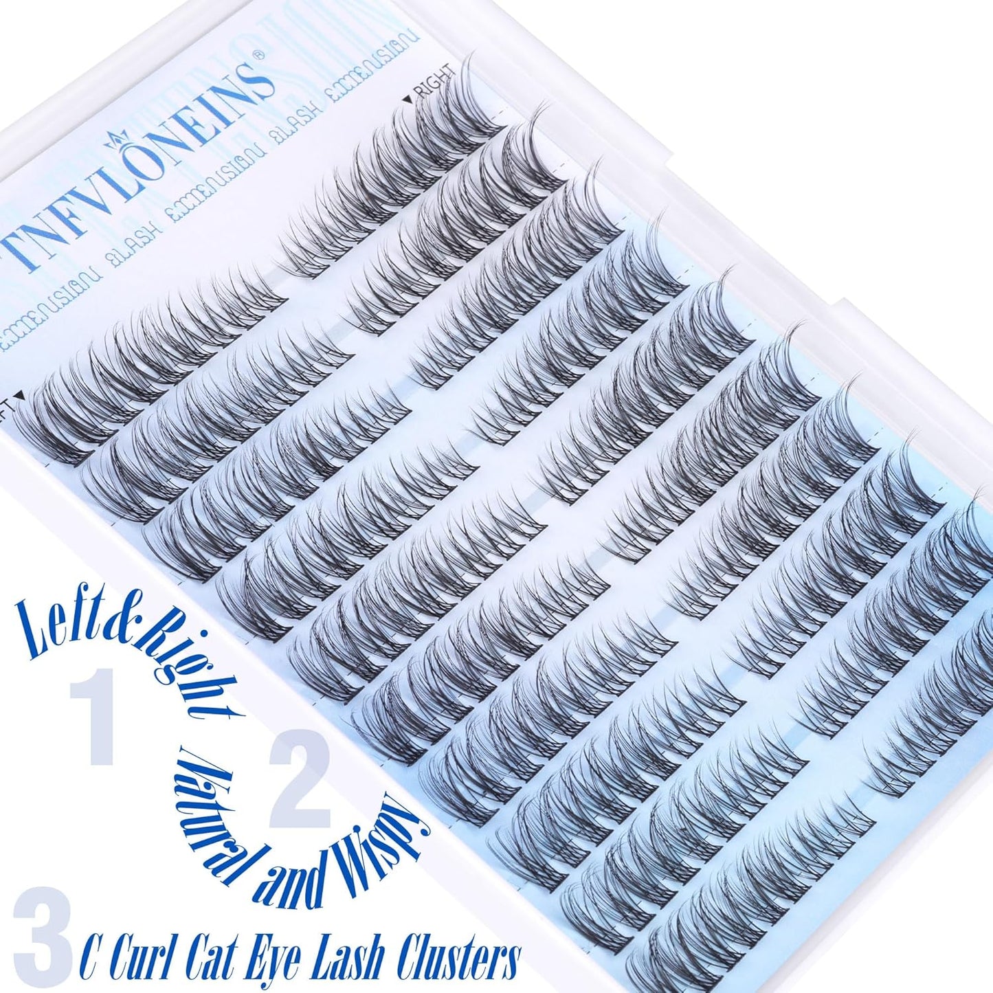 Natural Lash Clusters Wispy Cluster Eyelash Extensions Left&Right Cluster Lashes C Curl Individual Lashes Extension DIY Natural Eye Lash Clusters by TNFVLONEINS