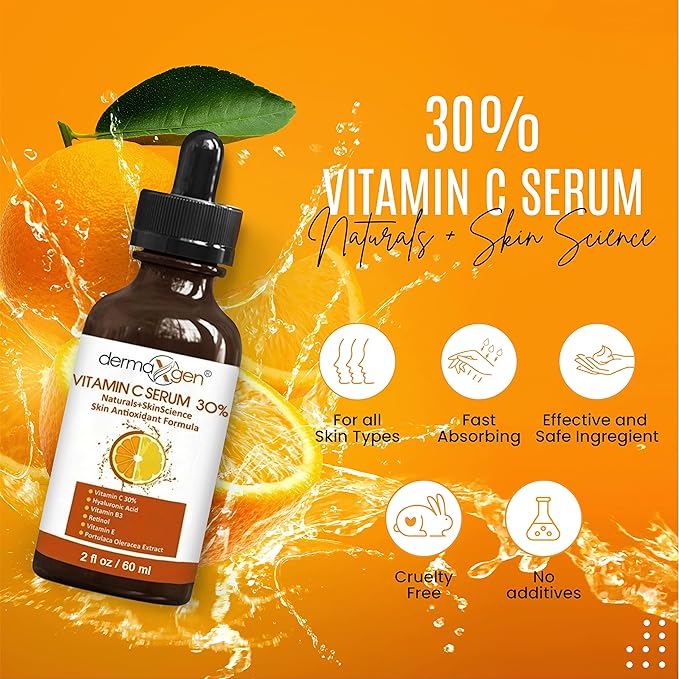 30% Vitamin C Serum for Face, Hyaluronic Acid & Vitamin E - Natural & Organic Anti Wrinkle & Skin Rejuvenator Moisturizer Vitamin C for All Skin - Anti Aging Serum (2 FL OZ)