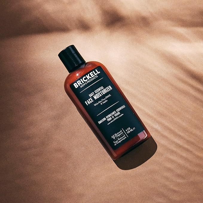 Brickell Men's Daily Essential Face Moisturizer for Men, Natural and Organic Fast-Absorbing Face Lotion with Hyaluronic Acid, Green Tea, and Jojoba, 4 Ounce, Unscented