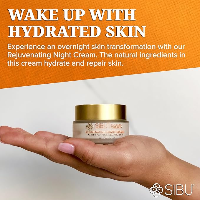 sibu Rejuvenating Night Cream (1 oz), Made With Premium Himalayan Sea Buckthorn & Hyaluronic Acid – Hydrates, Smooths Wrinkles, and Repairs Aging, Sun-Damaged Skin