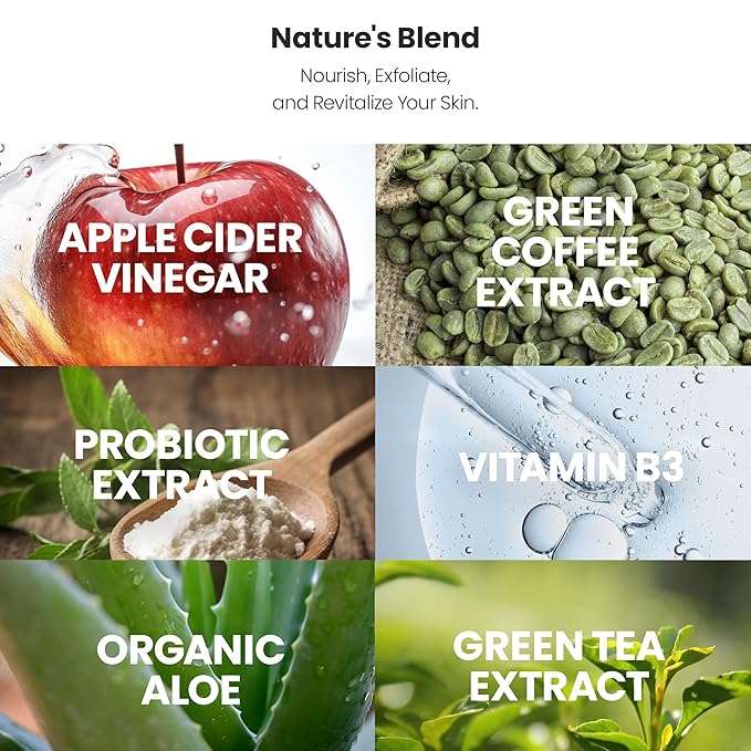 Apple Cider Vinegar Restorative Night Cream - Overnight Firming, Smoothing Cream with African Green Coffee, Green Tea, Chamomile & Probiotic Extracts for Dry, Oily, Sensitive Skin, Men & Women