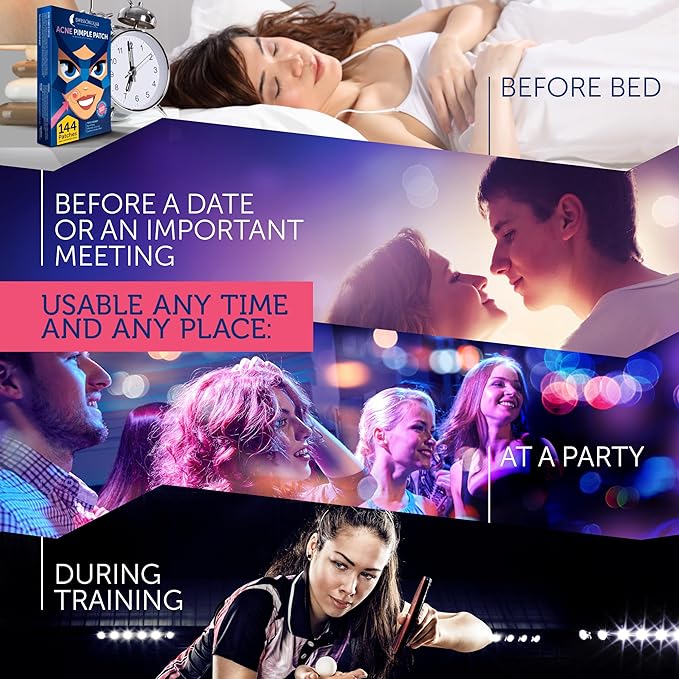 SWISSÖKOLAB Acne Patch Pimple Patch Hydrocolloid Acne Stickers Absorbing Spot Dot Acne Cover 144 Acne Dots Pimple Sticker Acne Pimple Master Patch Blemish Patches