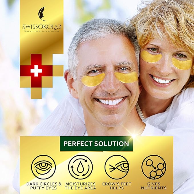 SWISSÖKOLAB Double Chin Reducer V Line Lifting Mask + Under Eye Patches For Puffy Eyes 24k Gold Eye Mask For Dark Circles