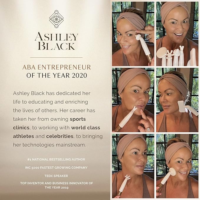 The OMG Blaster 5-in-1 Face Lifting Tool by Ashley Black. Patented Technology for Fine Lines, Wrinkles, Skin Tightening, Face Contouring, Lymphatic Darinage and Temporary Blood Flow
