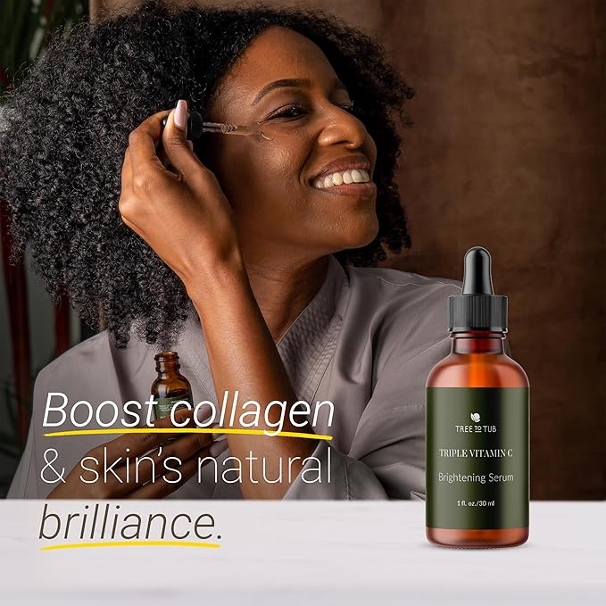 Tree To Tub Illuminating Vitamin C Serum - Triple Vitamin C Hydrating Serum for Face, Hyaluronic Acid - Maximum Anti-Aging Power Glow - Antioxidant for Dry, Sensitive Skin