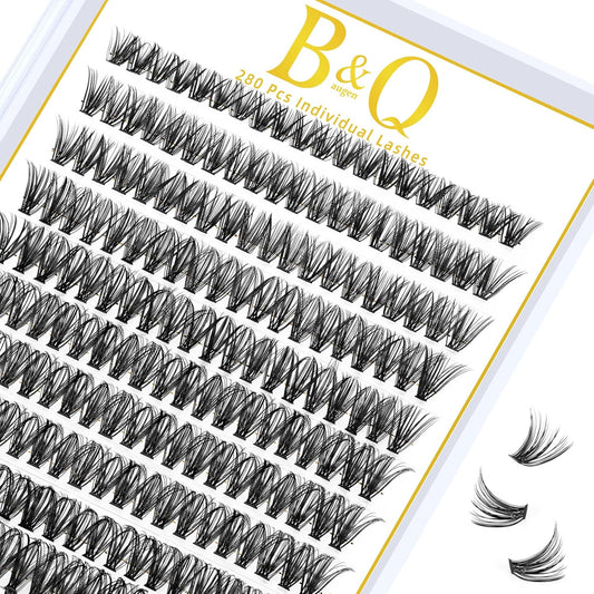B&Qaugen Lash Clusters 40D-C-15 Individual Lashes 280 Clusters False Eyelash 10D 20D 30D 40D Lash Clusters Extensions Individual Lashes Cluster DIY Eyelash Extensions at Home (40D-C,15MM)
