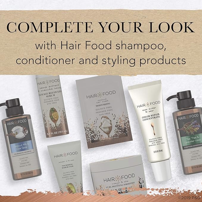 Hair Food Color Repair Concentrate, Repair Damage and Prevent Fade, Shea Butter and Pear, Paraben & Dye Free, Pack of 4, 0.5 Oz Each