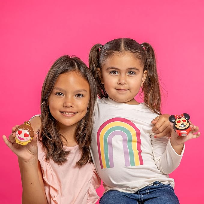 Lip Smacker Disney Minnie Mouse and Beauty And The Beast Belle Emoji Lip Balm Duo, Flavored Strawberry Lemonade, Bow-nade, 2 Pack