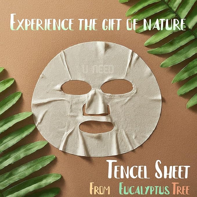 U-NEED 100 Combo Pack Korean Face Sheet Mask, 10 Types x 10 pcs, Tencel Facial Mask Sheet, Moisturizing, Made in Korea
