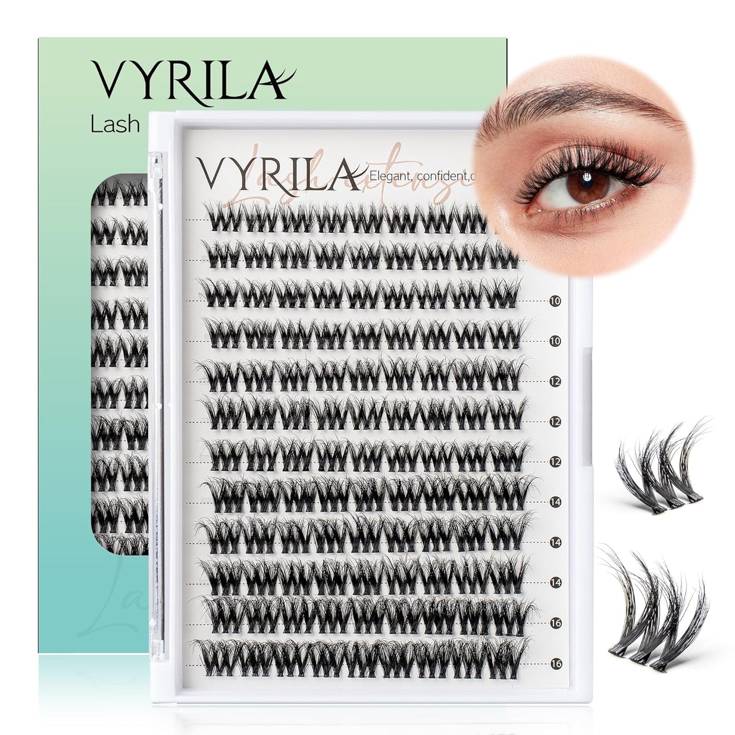 Lash Clusters 0.05mm Individual Lashes, 3D Wispy Lashes Clusters, 0.1mm Super Thin Band Resuable Natural Lashes,C Curl Faux Mink Lashes,108pcs Lash Extension (Green Cozy-C-0.05-8-16mix)